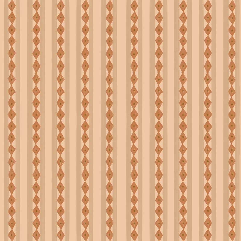 Vertical Scandi-inspired stripes with petite geometric details on orange, from the Little Tails Collection by Urban Road.