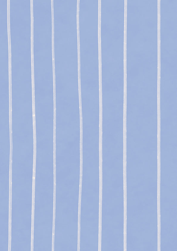 Hand-drawn wavy vertical stripes with a gentle sketchy feel on blue, from the Little Tails Collection by Urban Road.
