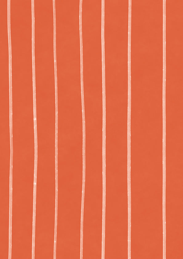 Hand-drawn wavy vertical stripes with a gentle sketchy feel on red, from the Little Tails Collection by Urban Road.