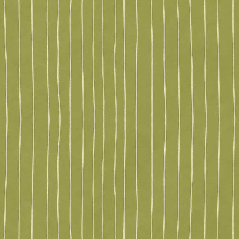 Hand-drawn wavy vertical stripes with a gentle sketchy feel on green, from the Little Tails Collection by Urban Road.