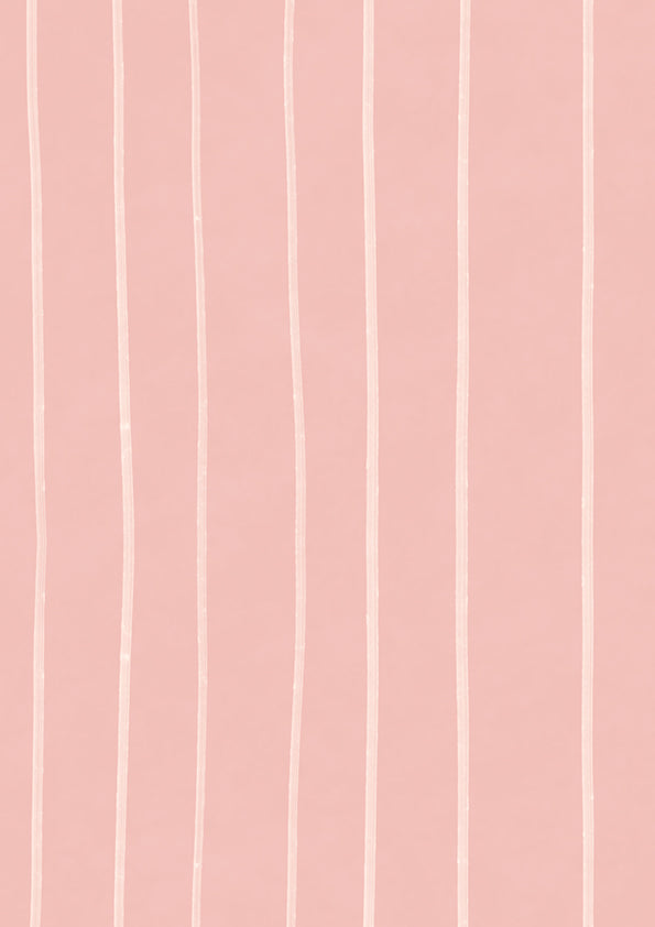 Hand-drawn wavy vertical stripes with a gentle sketchy feel on pink, from the Little Tails Collection by Urban Road.
