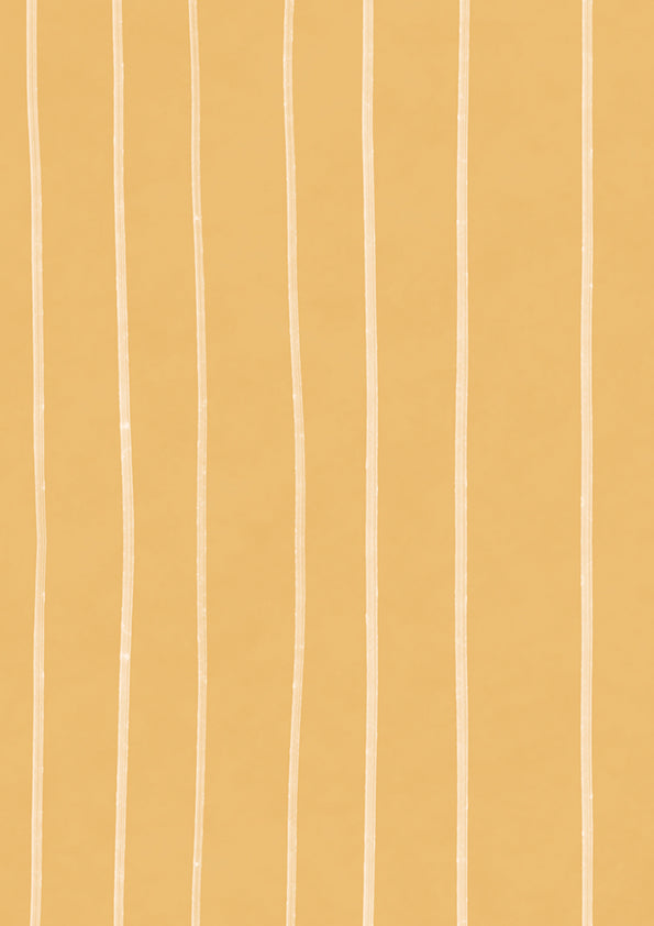 Hand-drawn wavy vertical stripes with a gentle sketchy feel on yellow, from the Little Tails Collection by Urban Road.