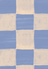 Painterly checkerboard squares with a soft brushed texture on blue, from the Little Tails Collection by Urban Road.