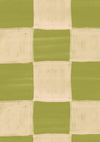 Painterly checkerboard squares with a soft brushed texture on green, from the Little Tails Collection by Urban Road.