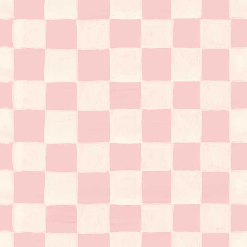 Painterly checkerboard squares with a soft brushed texture on pink, from the Little Tails Collection by Urban Road.
