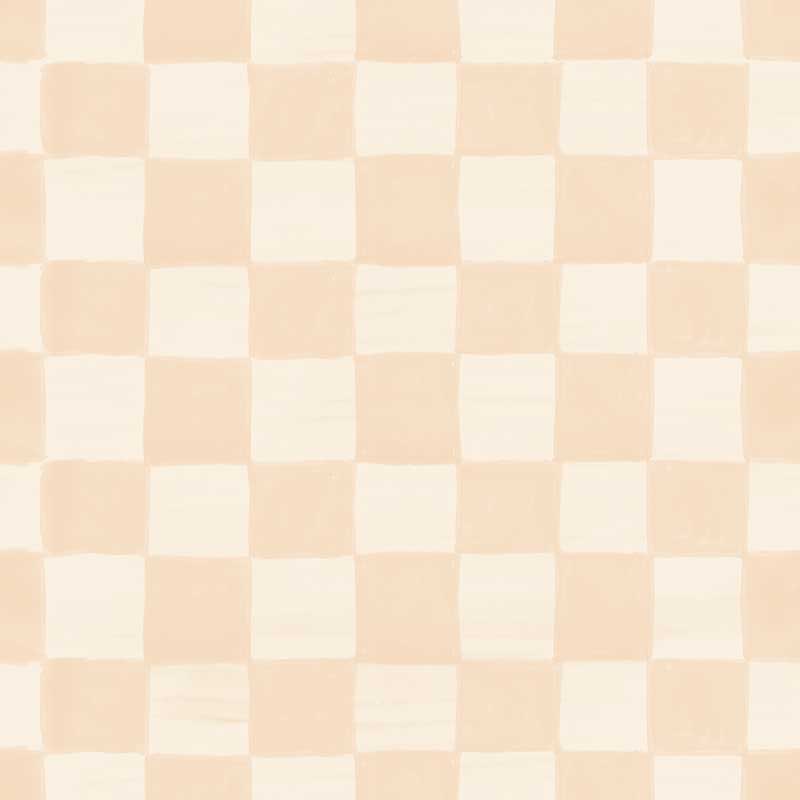 Painterly checkerboard squares with a soft brushed texture on neutral, from the Little Tails Collection by Urban Road.
