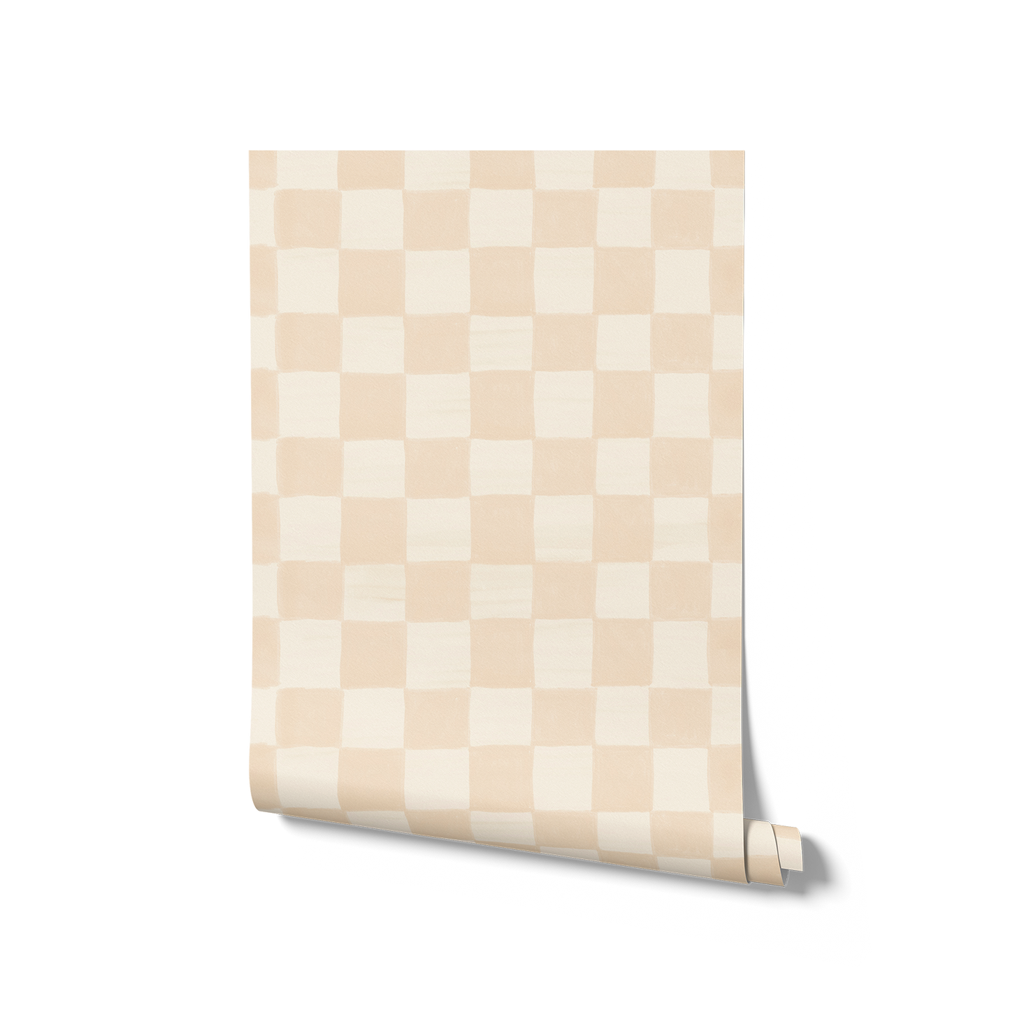 Painterly checkerboard squares with a soft brushed texture on neutral, from the Little Tails Collection by Urban Road.
