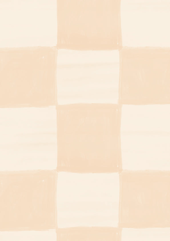 Painterly checkerboard squares with a soft brushed texture on neutral, from the Little Tails Collection by Urban Road.