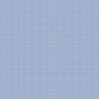 Loose sketchy grid of playful scribble lines on blue, from the Little Tails Collection by Urban Road.