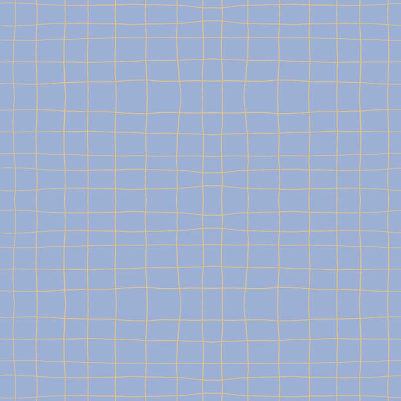 Loose sketchy grid of playful scribble lines on blue, from the Little Tails Collection by Urban Road.