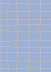 Loose sketchy grid of playful scribble lines on blue, from the Little Tails Collection by Urban Road.