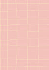 Loose sketchy grid of playful scribble lines on pink, from the Little Tails Collection by Urban Road.