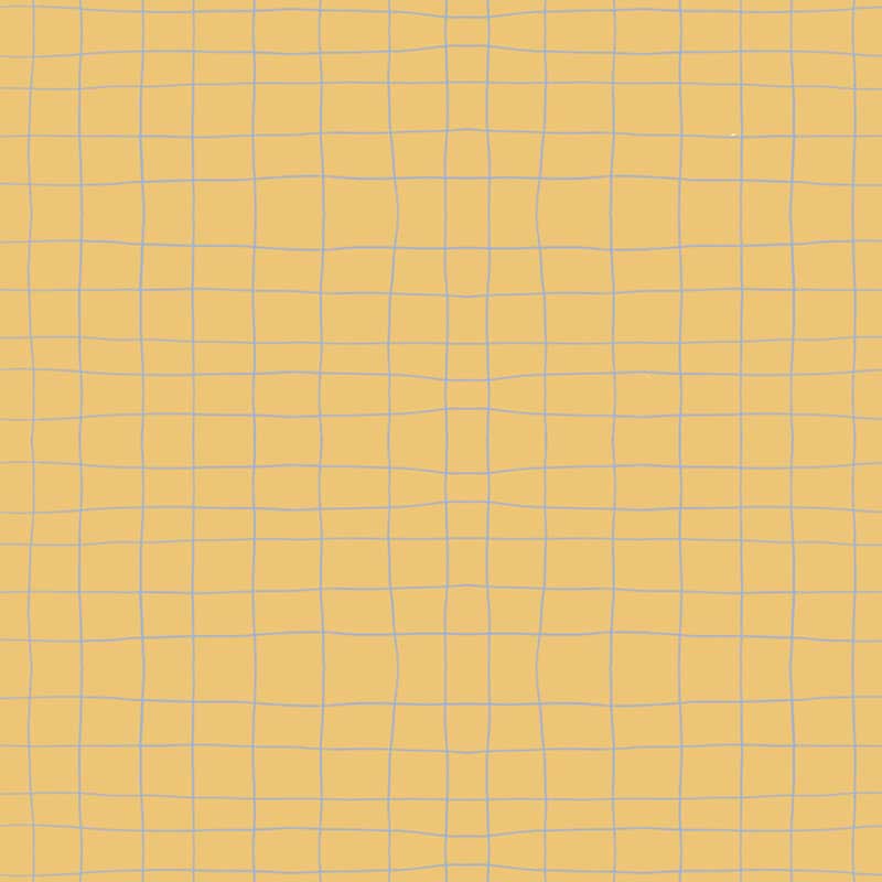 Loose sketchy grid of playful scribble lines on yellow, from the Little Tails Collection by Urban Road.