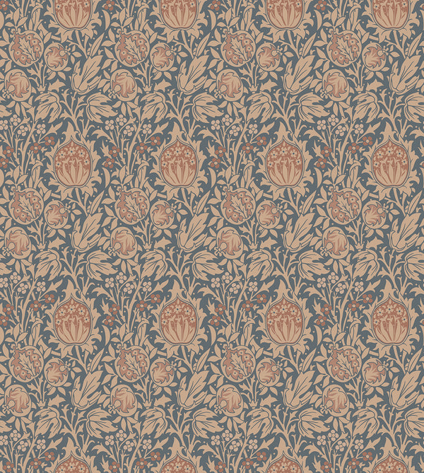 Rococo Palms Beige featuring ornate scrolling palm leaves and stylised florals in warm beige and soft brown tones from the AW Wallpaper Collection by Urban Road.