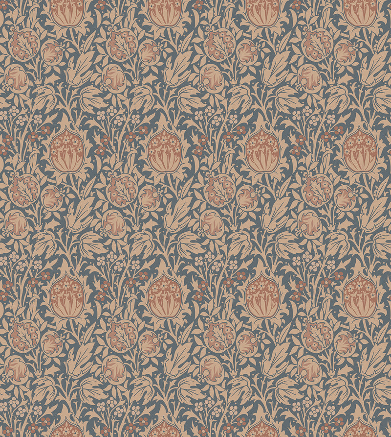 Rococo Palms Beige featuring ornate scrolling palm leaves and stylised florals in warm beige and soft brown tones from the AW Wallpaper Collection by Urban Road.