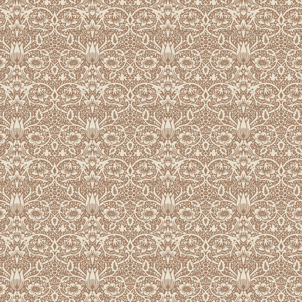 Herb Patch Light Brown from the AW Wallpaper Collection, a William Morris inspired design featuring intricate botanical florals in warm brown and soft neutral tones.