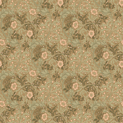 Woodland Fronds Forest Green wallpaper featuring flowing fronds and stylised florals in a rich green colourway, from the AW Wallpaper Collection by Urban Road.