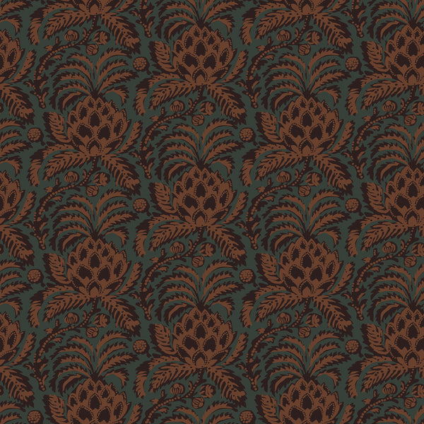 Briar Thistle William Morris inspired design featuring ornate thistle florals in deep blue and warm brown tones from the AW Wallpaper Collection.