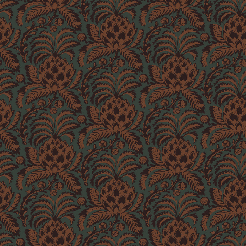 Briar Thistle William Morris inspired design featuring ornate thistle florals in deep blue and warm brown tones from the AW Wallpaper Collection.