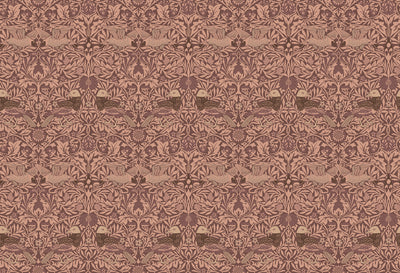 Birds of Paradise in deep brown featuring symmetrical birds and classic botanical patterning in a William Morris inspired design from the AW Wallpaper Collection by Urban Road.