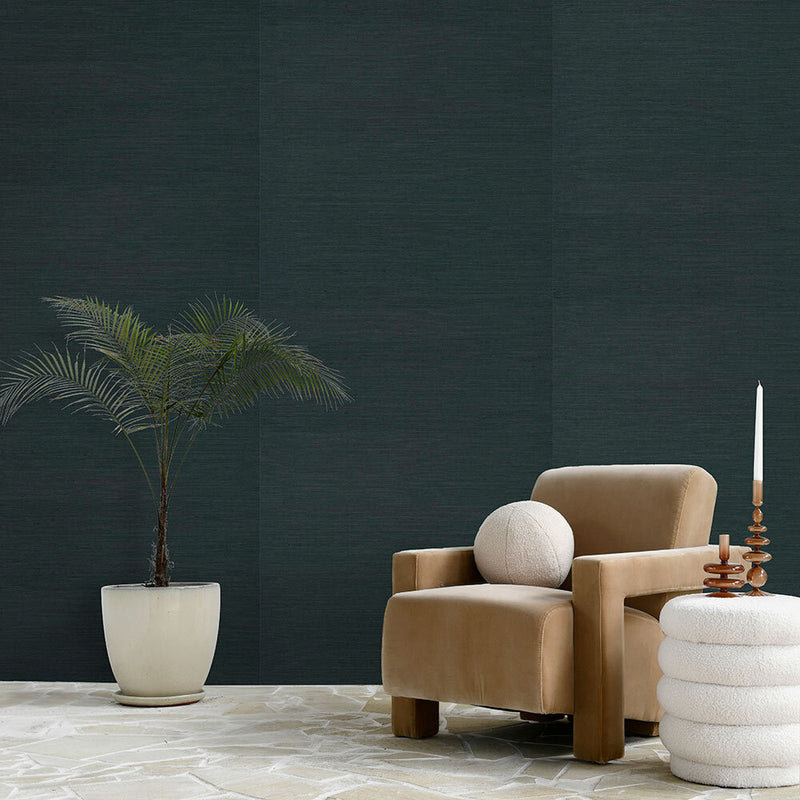 Off the Coast Dark Faux Seagrass Wallpaper | Lifestyle