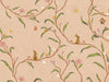 Warm neutral wallpaper of flowing branches with tiny rabbits, blossoms and birdhouses, from the Little Tails Collection by Urban Road.