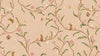 Warm neutral wallpaper of flowing branches with tiny rabbits, blossoms and birdhouses, from the Little Tails Collection by Urban Road.
