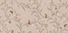 Taupe wallpaper of trailing branches with tiny rabbits, blossoms and birdhouses, from the Little Tails Collection by Urban Road.