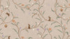 Taupe wallpaper of trailing branches with tiny rabbits, blossoms and birdhouses, from the Little Tails Collection by Urban Road.